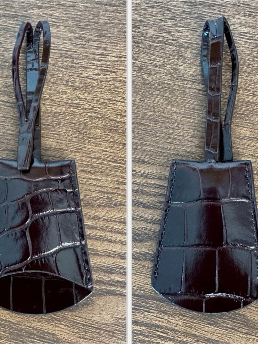 Tory Burch Croc-Embossed Leather Top Handle Bag in Dark Brown - Picture 7 of 8
